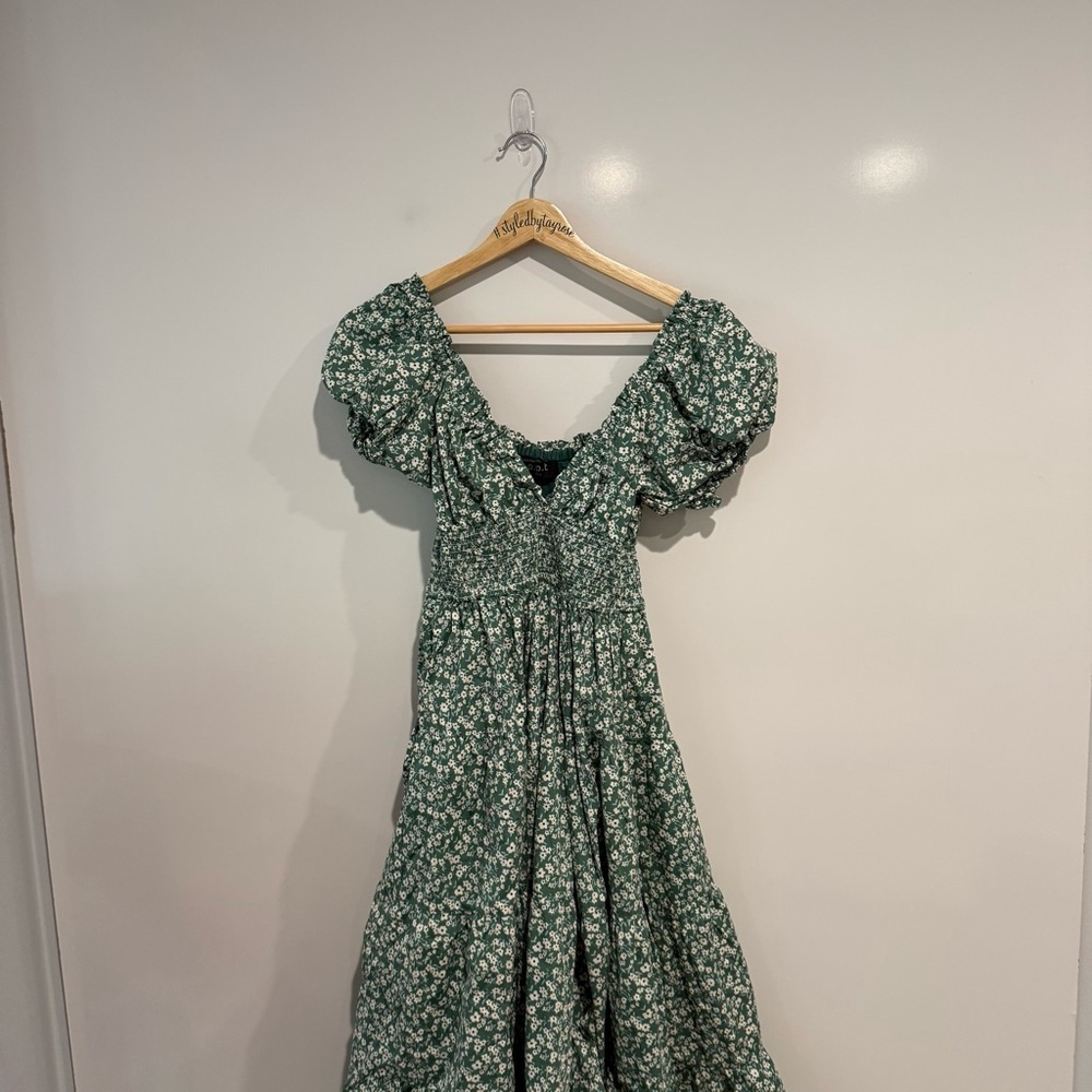 Anthropologie O.P.T Green Floral Midi Dress